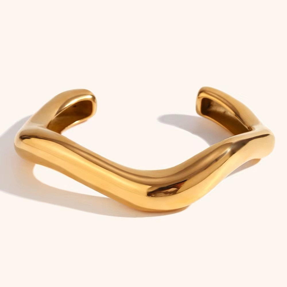 Geo Wave Gold Cuff Bracelet